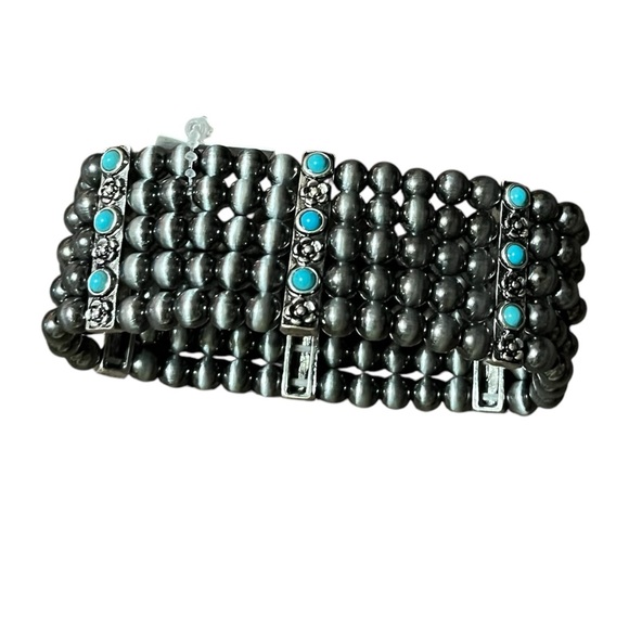Jewelry - Angels & Outlaws•Silver Turquoise Rose Bracelet